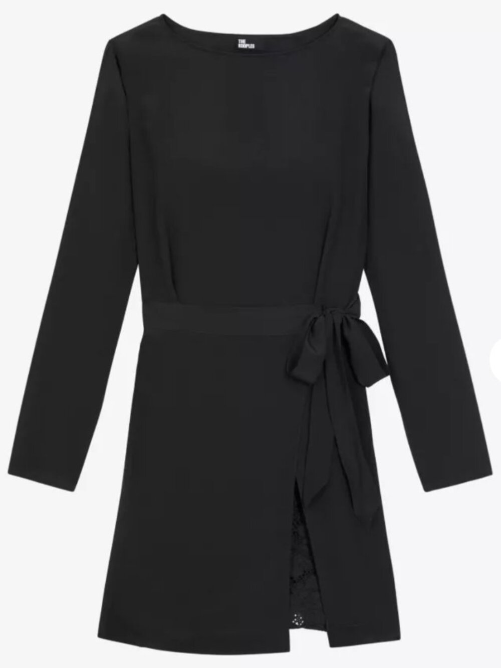 NWT The Kooples Black Long Sleeve Draped Mini Dress Size 2 MSRP $445
